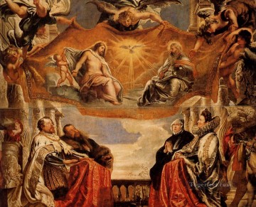 Pedro Pablo Rubens Painting - La Trinidad adorada por el duque de Mantua y su familia Barroco Peter Paul Rubens